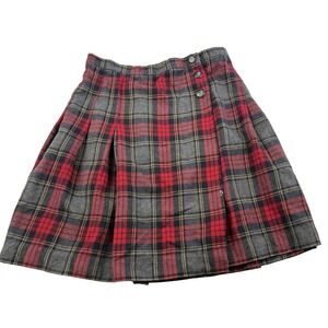 Talbots Vintage USA Wool Tartan Plaid Pleated‎ Wrap Skirt Size 12 Holiday Event